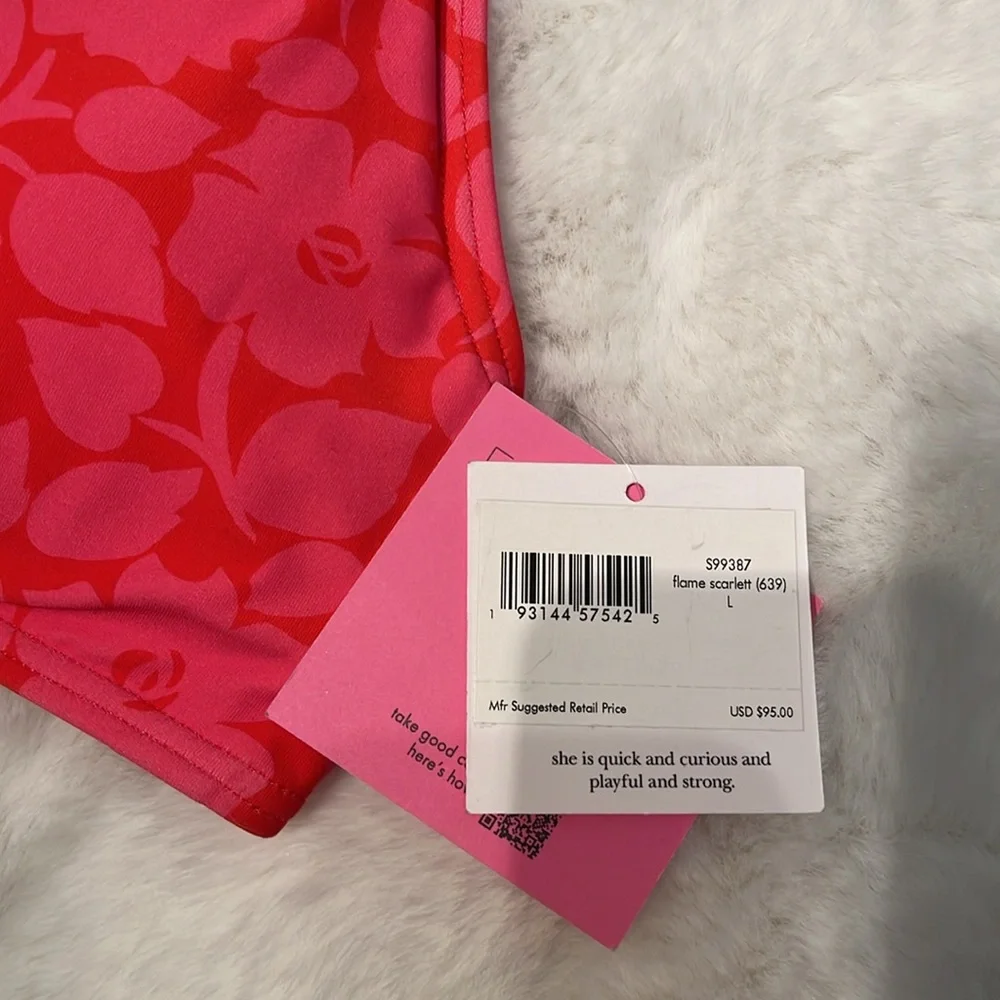 Kate Spade Flame Scarlett Bikini Top size‎ L NWT